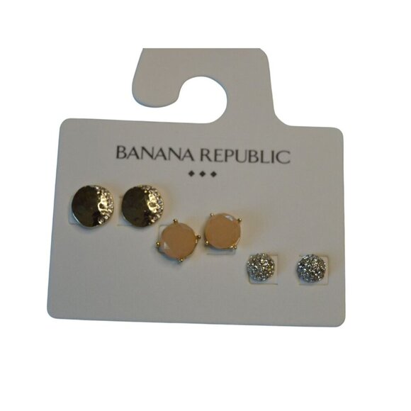 Banana Republic Earring Set Of 3 - Gold & Silver Studs For Women - Picture 4 of 5